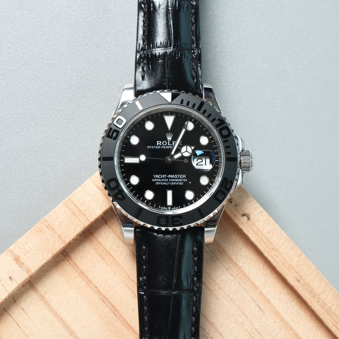 ROLEX Yacht-Master ブラック ラバーバンド 1liger-straps-croco-black-
