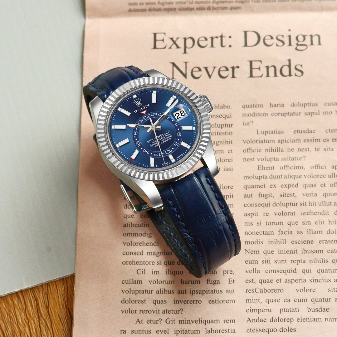 Rolex Sky-Dweller Straps - Croco Navy Blue – Liger Straps