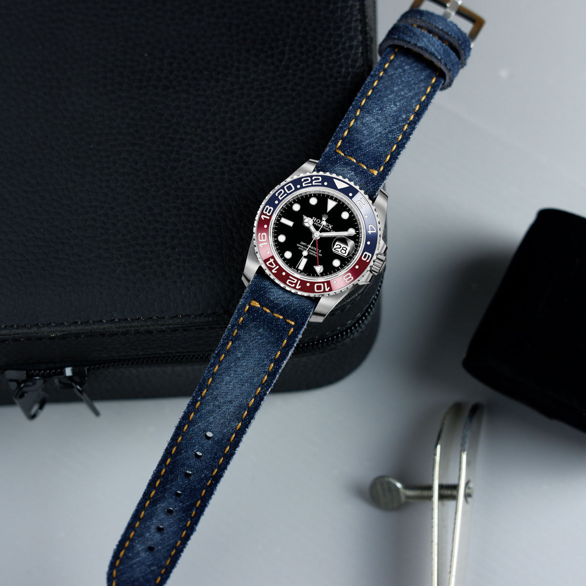 Rolex Gmt Master Ii Pepsi Straps Denim Liger Straps