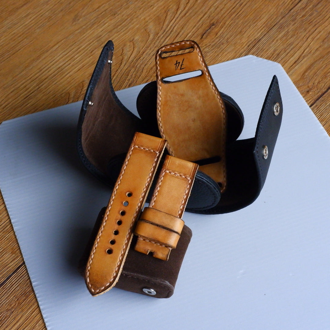 Cinturino Orologio 24 Mm BUND Open End In Pelle Olio – Nero O Marrone, Stile Militare IW SUISSE