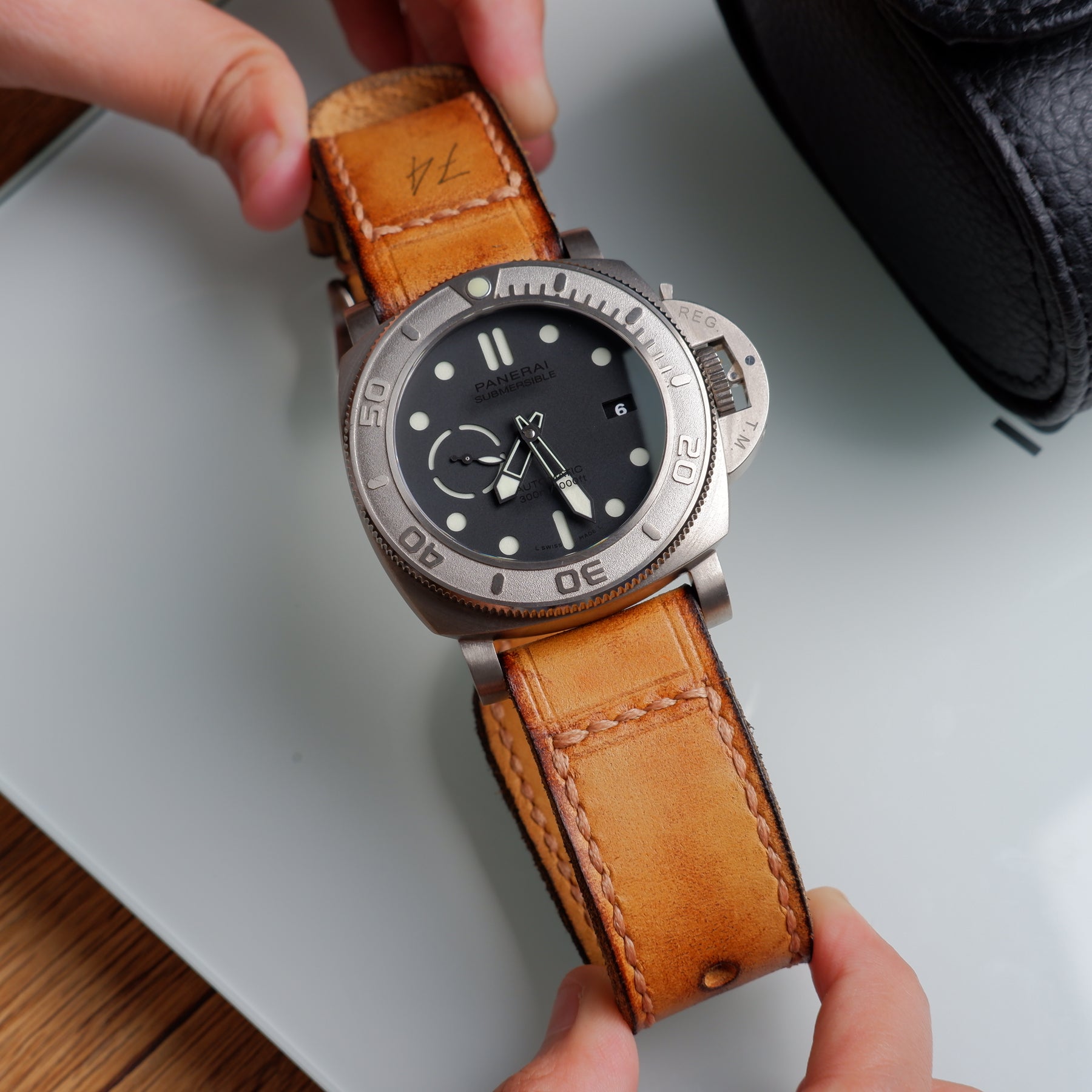 Panerai Submersible Straps - Louis Vuitton Ebene Logo – Liger Straps