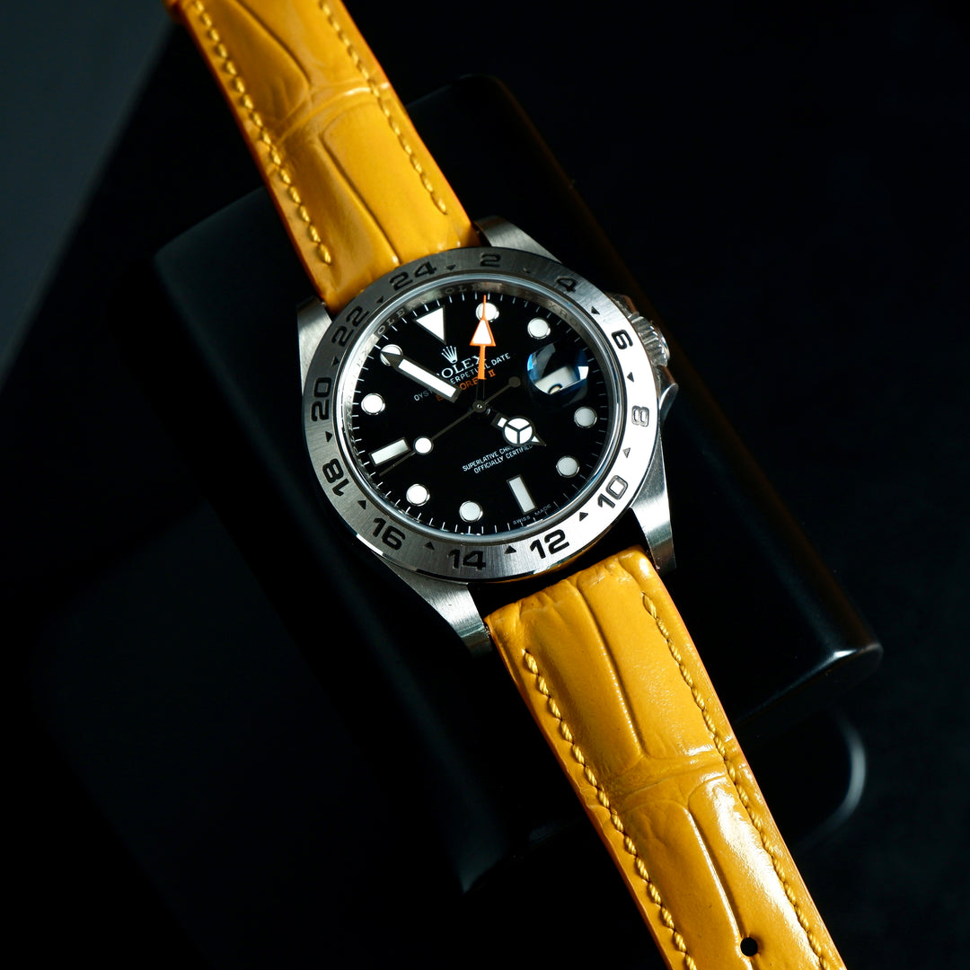ROLEX キーホルダー イエロー グレー Rolex Explorer Straps - Croco Yellow – Liger Straps