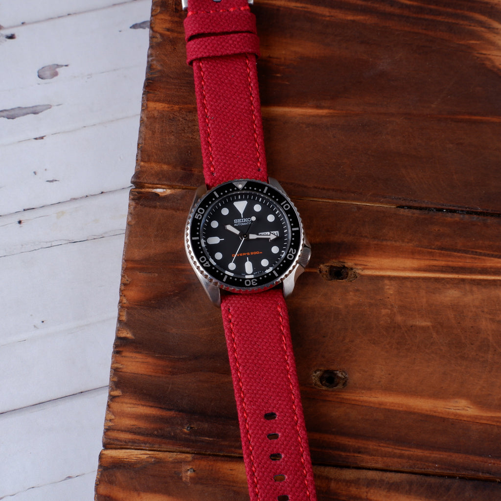 Seiko Prospex 5 Sports Diver Straps Canvas Red Liger Straps