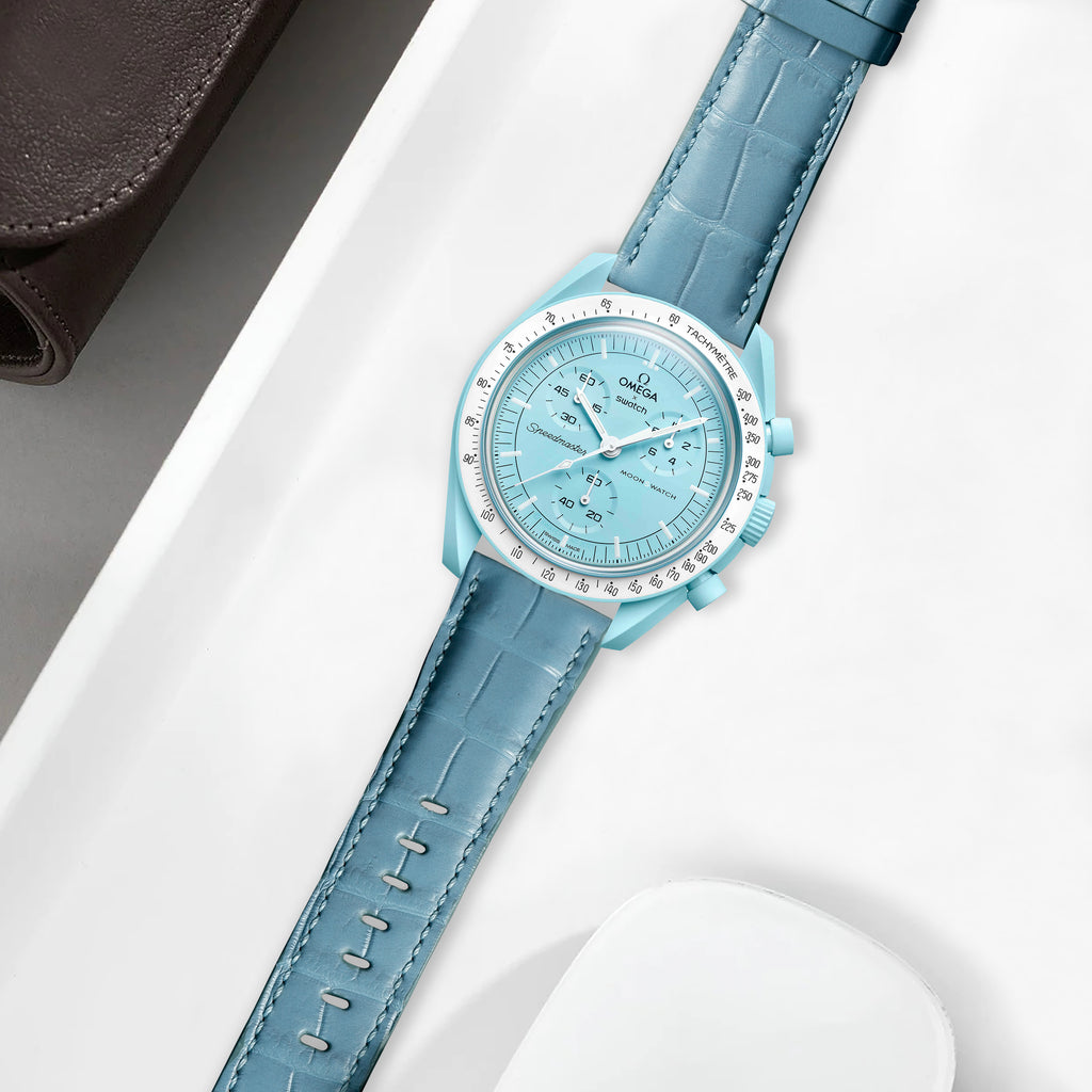 Omega MoonSwatch X Swatch Straps - Croco Aqua Blue – Liger Straps