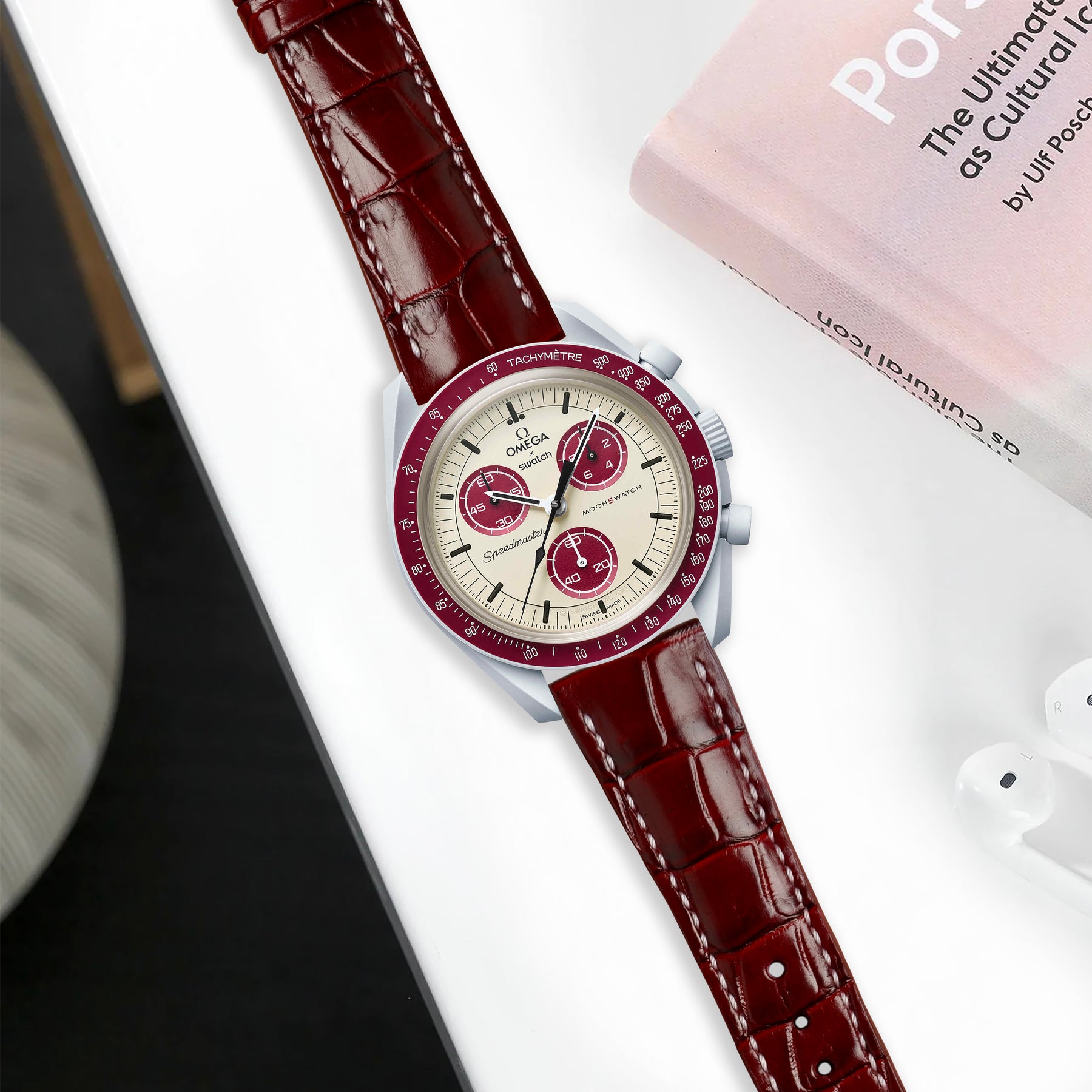 Omega MoonSwatch X Swatch Straps Croco Bordeaux