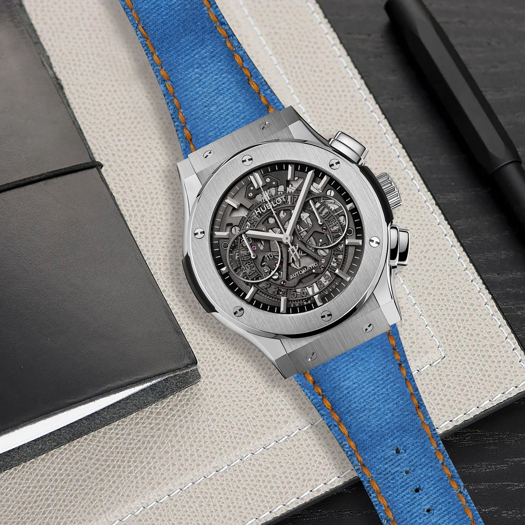 Hublot Classic Fusion Blue Men's Watch with Leather Strap