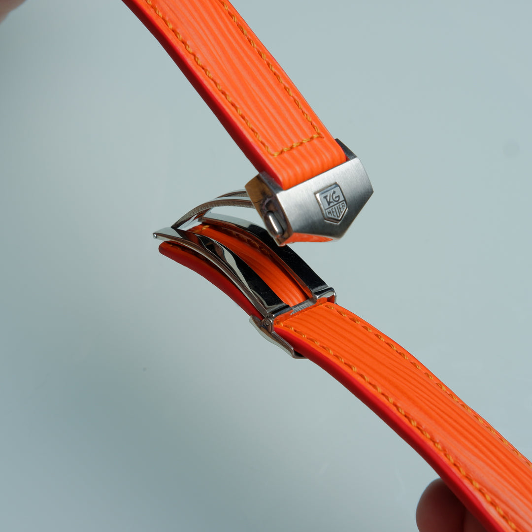 Tag Heuer Carrera Straps Epi Orange Curved End Liger Straps