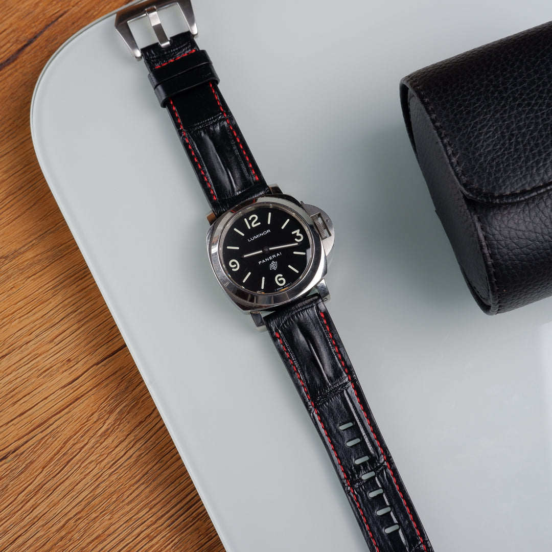 Panerai Luminor Straps - Hornback Black Red Stitch – Liger Straps