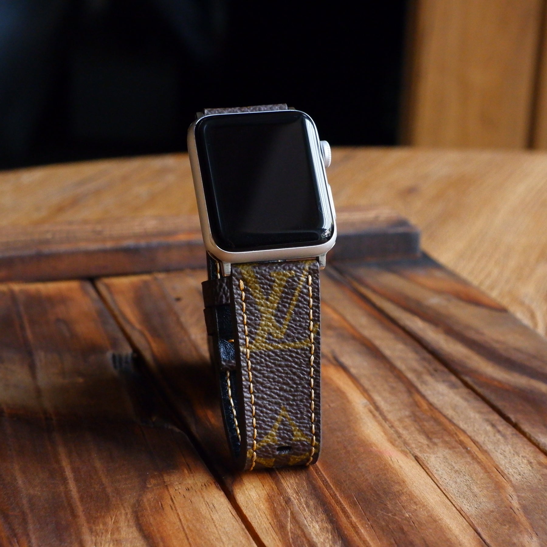 Apple Watch Band Repurposed Damier LV Monogram Brown, 44mm/45mm / Silver