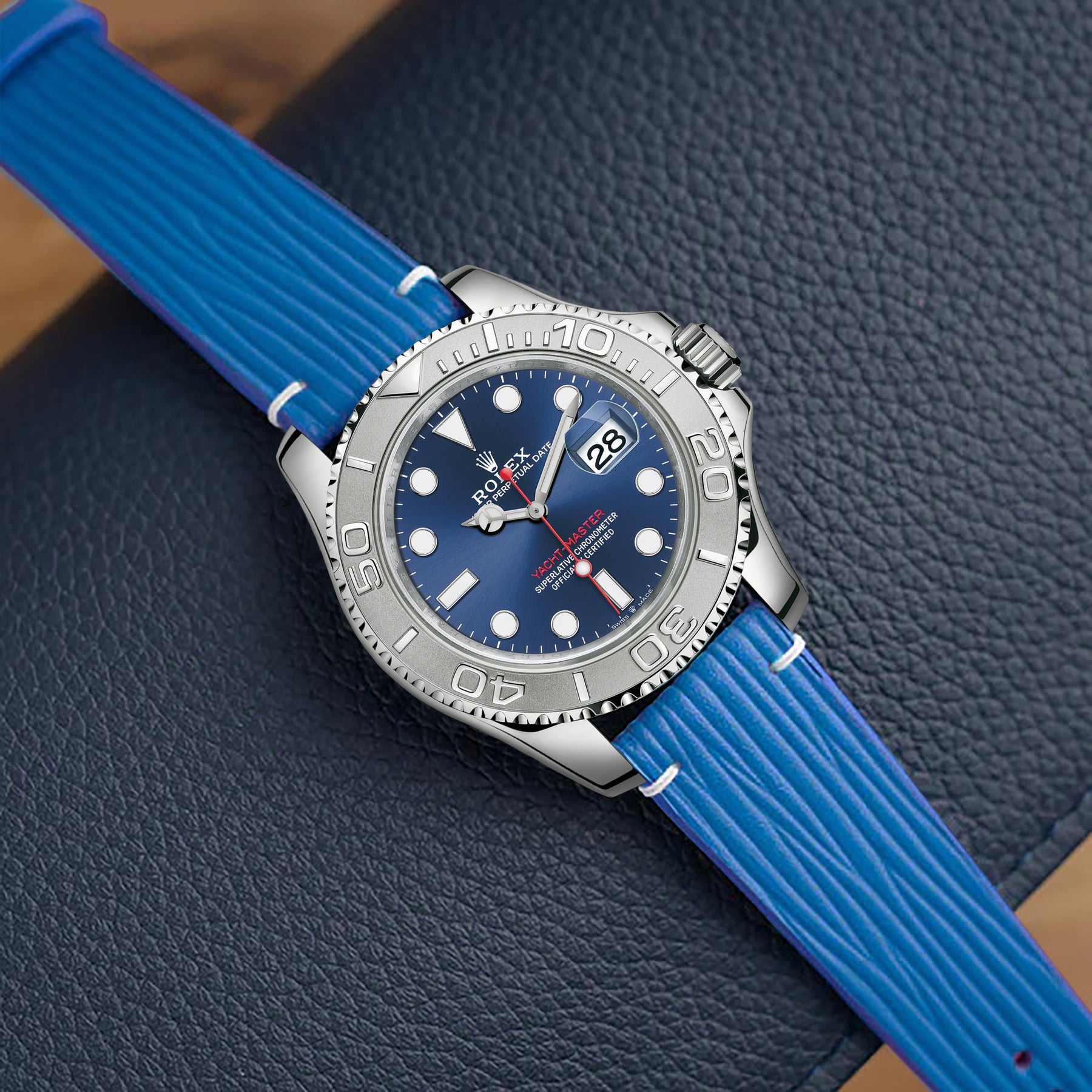 Rolex Yacht Master Straps Minimalist Epi Sky Blue Liger Straps