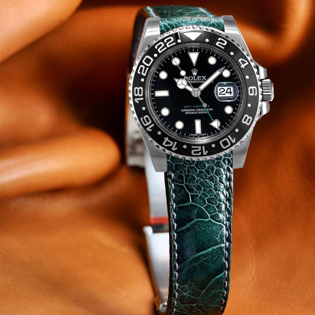 Rolex GMT Master II Straps Ostrich Leg Dark Green Liger Straps