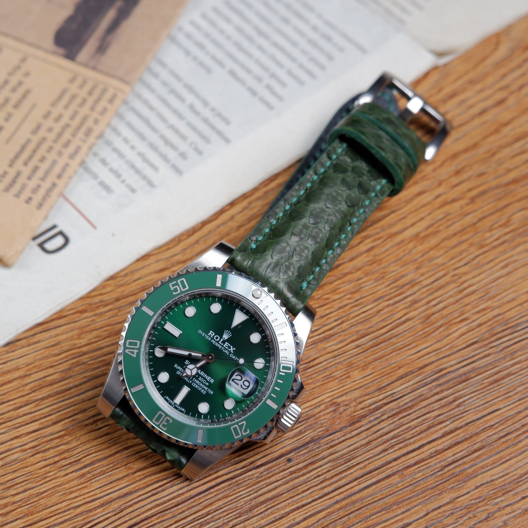 Rolex Submariner Green Hulk Straps Python Dark Green Liger Straps