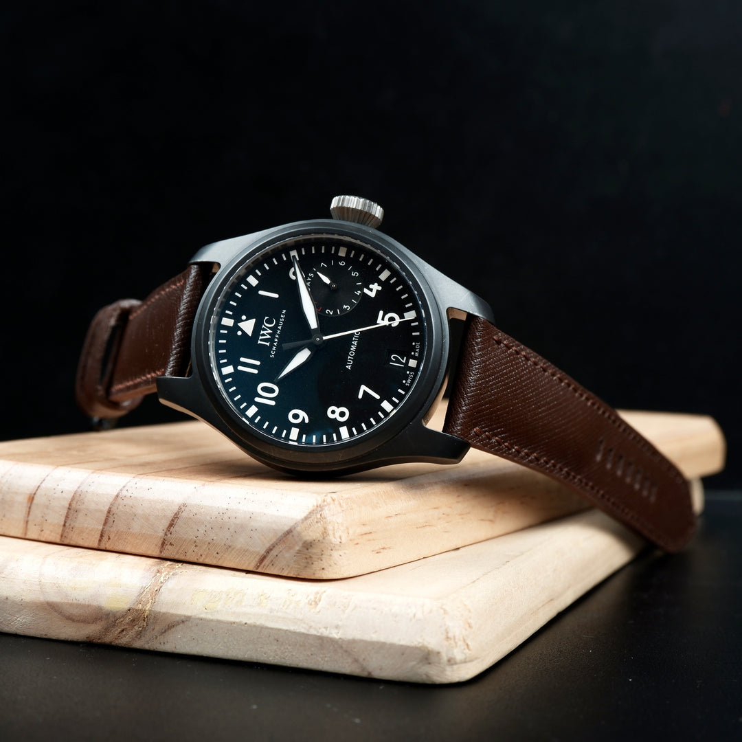 IWC レザーベルト 19mm ブラック　used 3liger-straps-ostrich-leg-