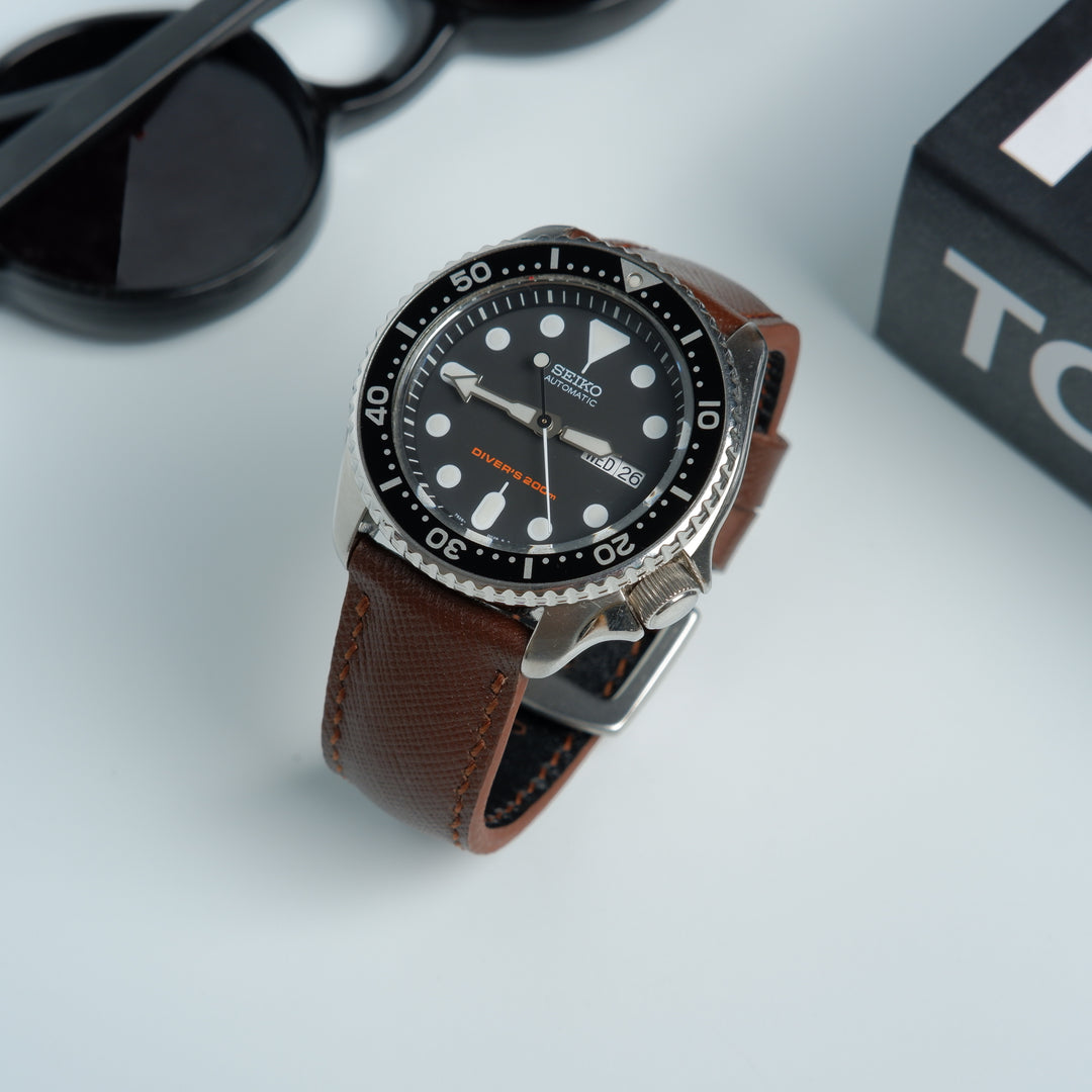 Seiko Prospex, 5 Sports, Diver Straps - Saffiano Dark Brown